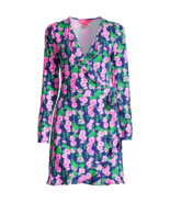 Lilly Pulitzer Mirelle Ruffle Trim Long Sleeve Wrap Romper in Oyster Bay... - $134.39