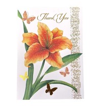 Lilly Thank You Card Gold Foil Outline u Envelope Included A7 Greeting Cards - £6.17 GBP