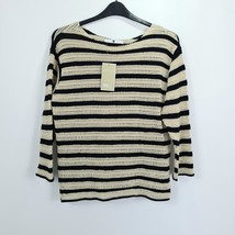 V by Very - BNWT - Knitted Open Knit Slash Neck Stripe Jumper - Cream/Black - 10 - £15.05 GBP