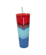 Starbucks 2021 Summer Drip Dye Red Blue Wave Tumbler Summer 24 Oz - $19.39