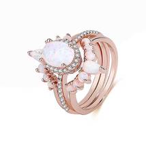 3PCS Rose Gold Oval Cut Opal Engagement Ring Unique Bridal Set - $59.90