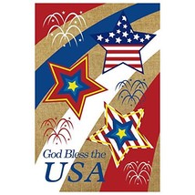 God Bless The USA Burlap Patriotic Stars and Stripes-Double Sided,13&quot; x 18&quot; - £13.29 GBP