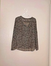 Myan Sz M Womens Long Sleeve VNeck Tunic Short Sheer Animal Print Shirt Top - $7.91