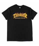Mens T-shirt Thrasher Fire Logo Black - $17.39