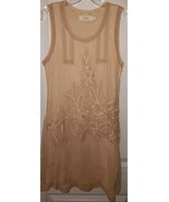 CANDELA Mesh Lace Overlay Dress Ladies Sz. M Taupe Beige, Lined, BOHO - £29.21 GBP