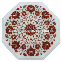 12&quot; Marble Top Coffee Table Carnelian Stone Inlay Mosaic Home Decorative H3025 - £292.97 GBP