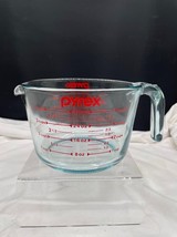 Pyrex Clear Glass Red Letter Measuring Cup 4 Cup 32 Ounce 1 Liter Kitchen - $9.75