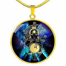 Express Your Love Gifts Leo Purple Galaxy Zodiac Necklace Stainless Steel or 18k - £40.88 GBP