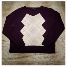 Tommy Hilfiger Purple 100% Pima Cotton Purple Argyle  Sweater Size M - $19.94