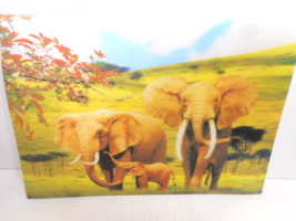 3D Wildlife HOLOGRAM Lenticular Poster Elephant Family Herd Plastic Placemat - £11.98 GBP