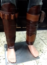 The Mandalorian Real Leather Leg Armor Left Right Men Hostler Cosplay Costume 2 - £67.25 GBP+