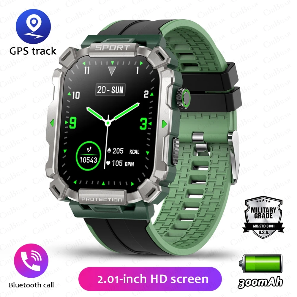 2024  Bluetooth Call Outdoor Sports Fitness Mens Smartwatch 201 HD Heart Rate Bl - £18.38 GBP