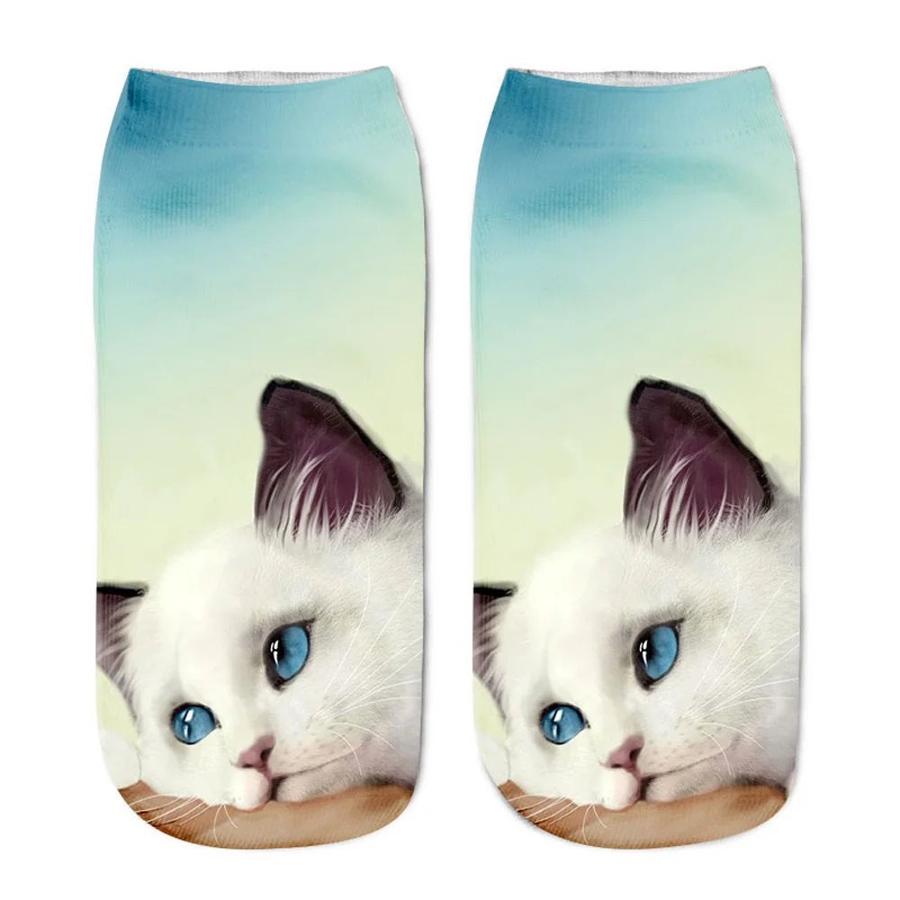 Sporting New 3D Print Funny Cute Cartoon Kitten UniA Short Socks A Colorful Mult - £23.48 GBP