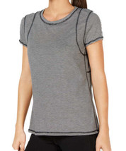 Calvin Klein Womens Inset Shoulder Seams T-Shirt Color Black Combo Size L - £25.36 GBP