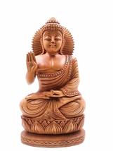 8&quot; Wood Carving Handmade Meditating Buddha Statue | Handmade | Home Decor - £142.75 GBP
