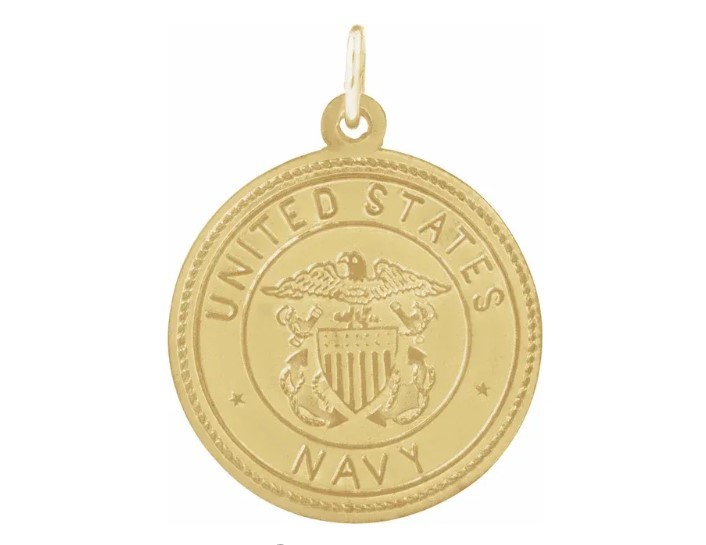 14K Yellow Gold 18mm Round St. Christopher U.S. Navy Medal Item image 3