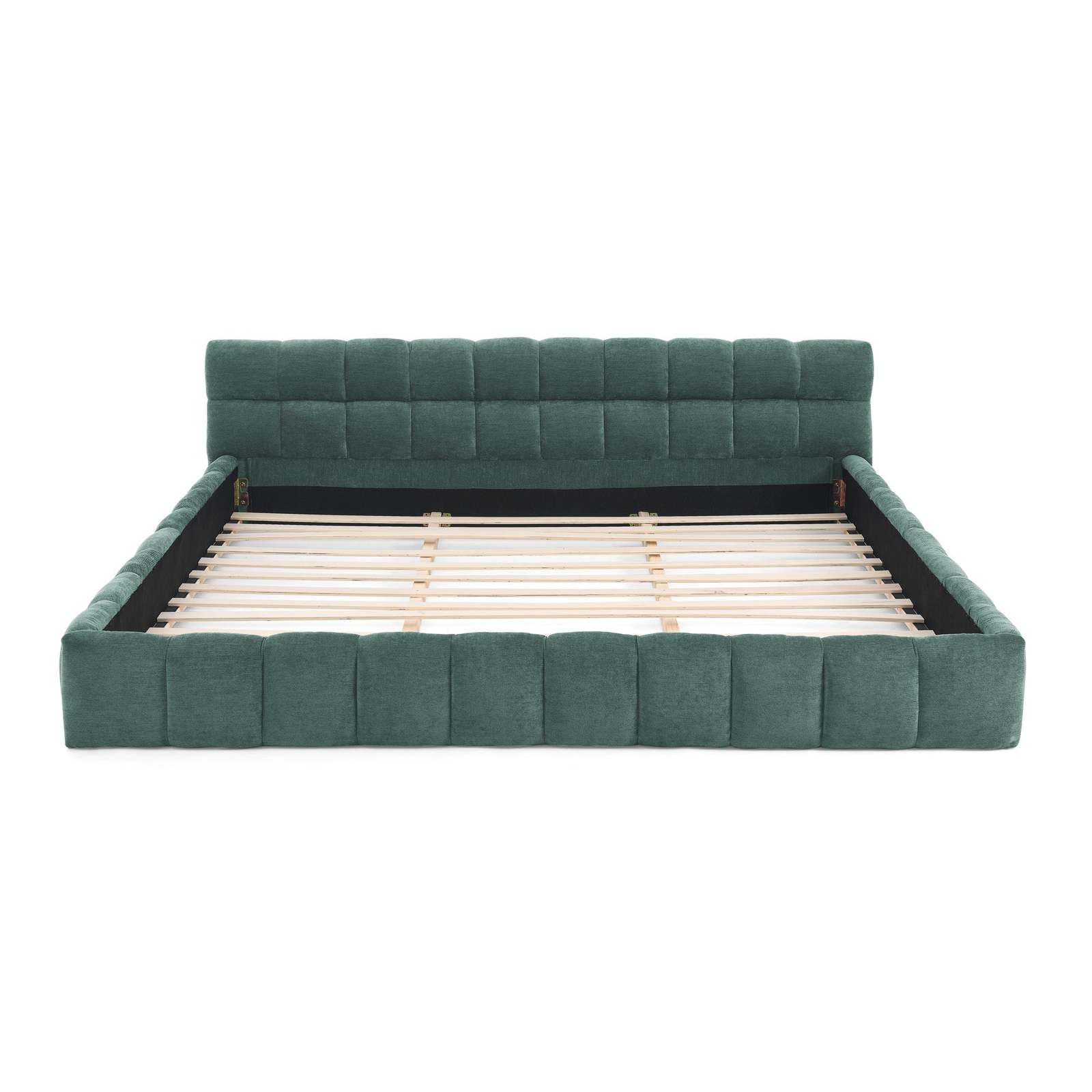 California King Chenille Platform Bed - No Box Spring - Blue Green Item image 7