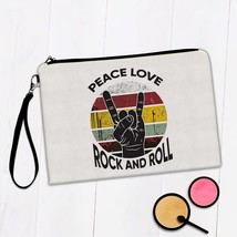 Peace Love Rock And Roll Wall Art Print : Gift Makeup Bag Music Lover Retro Hand - £9.58 GBP+