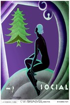 7538.Social.Man looks at pine tree in purple background.POSTER.art wall decor - $17.10+