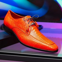 Andretti Genuine Ostrich Leg Dress Derby's Tasseled laces Shoes Orange image 10