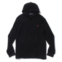 NWT men&#39;s medium polo ralph lauren waffleknit hoodie black - £41.75 GBP