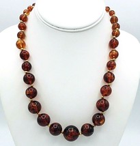 Vintage Signed DAUPLAISE Faux Amber Swirl Graduated Acrylic Bead Necklace 21&quot; - £17.49 GBP