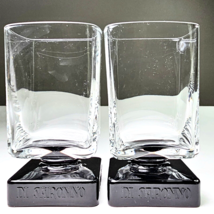 Di Saronno Amaretto Liquor Cocktail Glasses Clear Black Square Footed Pa... - $24.99