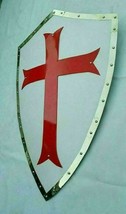 Medieval Knight Cross Heater Shield Battle Warrior Shield 18Gauge Steel Crusader - £148.14 GBP