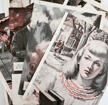 1947 Redbook Magazine Art Pages Lot Of 9 Various Artists Themes Vintage ... - $13.50