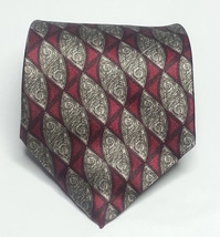 PURITAN Men Dress Tie Red Gray Print Polyester 3.75&quot; wide 58&quot; Long USA - £5.73 GBP