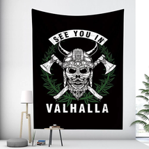 Vikings See you in Valhalla Wall Warrior Tapestry Poster Man Cave Home Gym Sign - £7.56 GBP