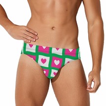 Mondxflaur Grid Hearts Swim Briefs Sexy Swimming Trunks Quick Dry Soft Athletic - $19.99