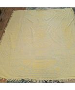 Vintage Chenille Bedspread FULL Blanket Yellow Daisy Flowers geometric F... - $1,300.10 MXN