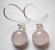 Small Rose Quartz 925 Sterling Silver Dangle Earrings - $12.59