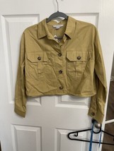 Women’s Mustard Yellow Favlux Cropped Shirt Jacket Button Up Medium NWT - $14.03
