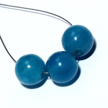 Blue Agate Smooth Round Beads Briolette Natural Loose Gemstone Making Jewelry - £1.56 GBP