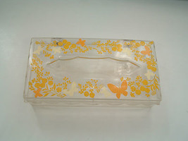 Vintage lucite acrylic tissue box  butterfly flower pattern Wolff produc... - $488.05 MXN