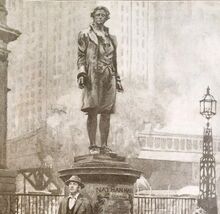 1930 Nathan Hale Monument Statue Print Cut From Boy&#39;s Life Scouts Histor... - $29.99