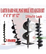 Earth Post Hole Ice Drill Digger Auger Bits Bit 4, 6, 8, 10, 12&quot; @ 32&quot; o... - $27.99+