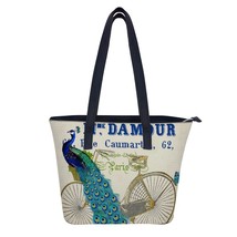 Peacock Shoulder Bag Beach Reusable Handbag Women Gifts Handle Leather Shopping  - £35.00 GBP