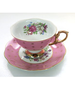 SHAFFORD Hand Decorated Pink &amp; Gold Tea Cup and Saucer Japan - $19.67