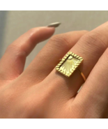 18K Gold Plated Stainless steel Sun Signet Ring Waterproof Stackable ring - $24.90 CAD