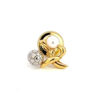 Mikimoto Estate Akoya Pearl Soccer Motif Tie Pin 4.50 mm 18k Gold Silver... - £232.79 GBP