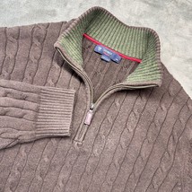 Cremieux Classic Mens Brown Cable Knit 1/4 Zip Mock Neck Pullover Sweate... - $524.38 MXN