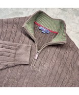 Cremieux Classic Mens Brown Cable Knit 1/4 Zip Mock Neck Pullover Sweate... - $522.96 MXN
