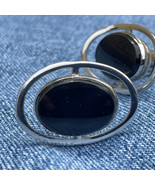 Swank Silver Tone with Faux Black Onyx Cufflinks - $14.52