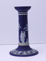 Wedgwood Jasperware Dark Blue 7&quot; Candlestick Holder - £74.48 GBP