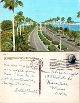 Florida Clearwater Beach Causeway Palms Posted 1965 to Webster SD Postcard - £7.51 GBP