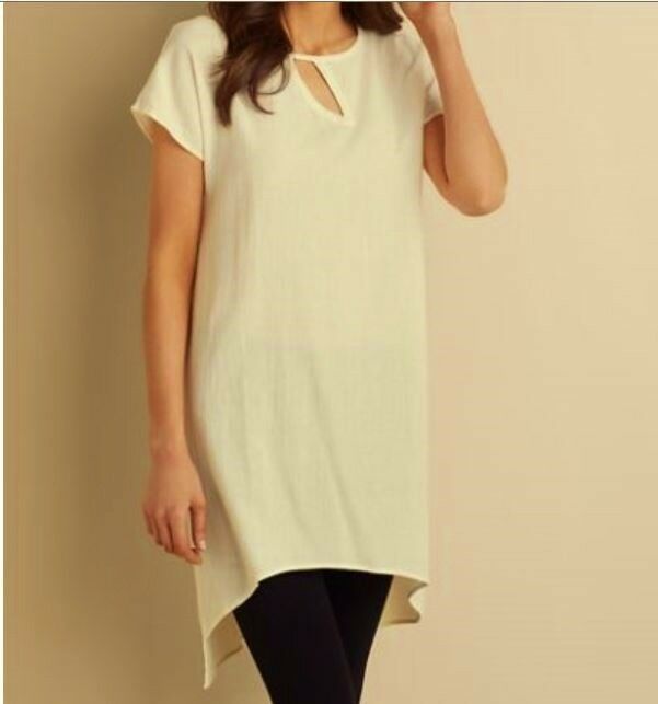 Soft Surroundings Long Tunic Top Off White XL Gauze Pool Beach Cover NEW... - $41.97