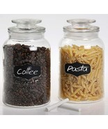 Estilo  Set of 2 Round Glass Canisters, Jars for Storing Cookies Inc Cha... - £23.24 GBP